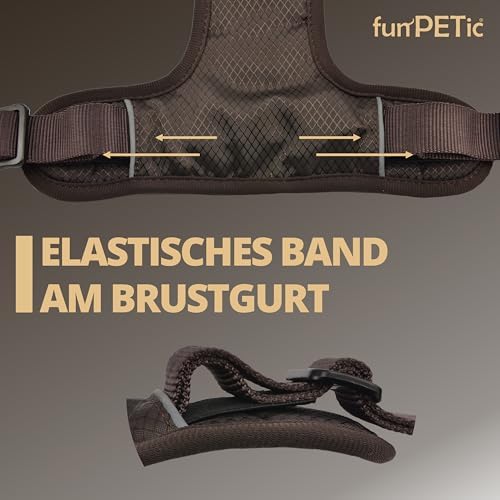 funPETic Hundegeschirr Essential - Anti-Zug Geschirr, reflektierend, gepolstert und atmungsaktiv - Brustgeschirr für mittelgroße und große Hunde (M - Braun)|B08WM3B6CJ