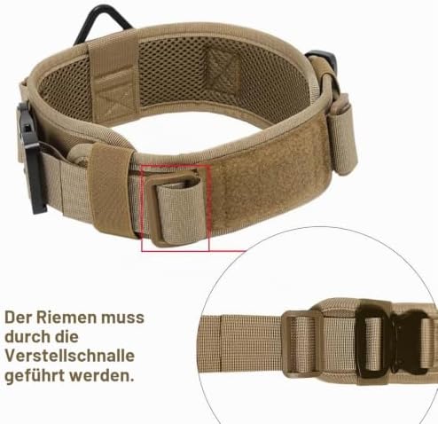 Gepolstertes Hundehalsband 7cm Breit mit Zwei Schnalle, Kontrollgriff Taktisch Verstellbar Hunde Halsband für Große Hunde (Braun)|B09BL96G9Y