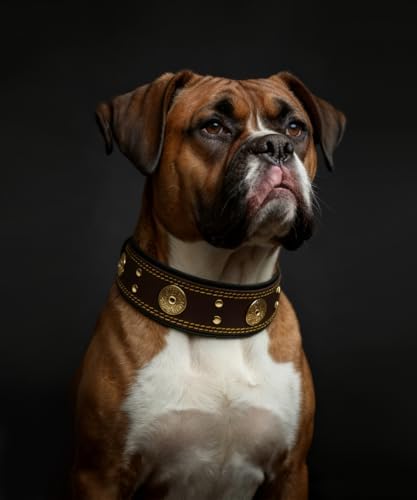 Hundehalsband Leder 5 cm Breites,Handgefertigt Weich und Luxuriös,BN-GD M|B0FSR47SDF