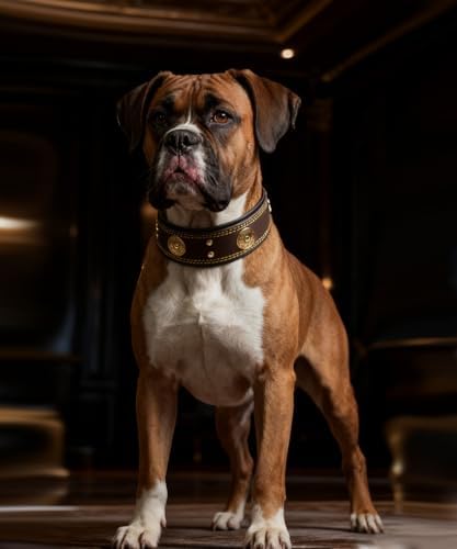 Hundehalsband Leder 5 cm Breites,Handgefertigt Weich und Luxuriös,BN-GD M|B0FSR47SDF