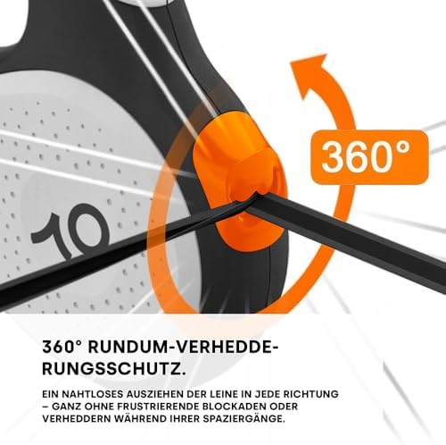 Automatische Hundeleine 5m für Kleine Hunde bis 15kg – Leichte Rollleine mit Brems- & Stoppfunktion, Verhedderungsfreie Nylonleine, Ergonomischer Griff, Schwarz|B0GZWDD5PM