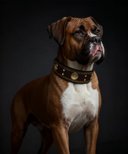 Hundehalsband Leder 5 cm Breites,Handgefertigt Weich und Luxuriös,BN-GD M|B0FSR47SDF