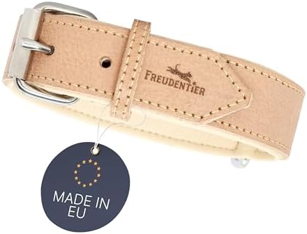 FREUDENTIER Hundehalsband aus Leder, Made in Holland, gefüttert & super komfortabel, hochwertiges breites Lederhalsband aus Vollnarbenleder, Model “Amstelpark” (47-57cm Halsumfang, Dark Chocolate)|B09ZPNS3Y7