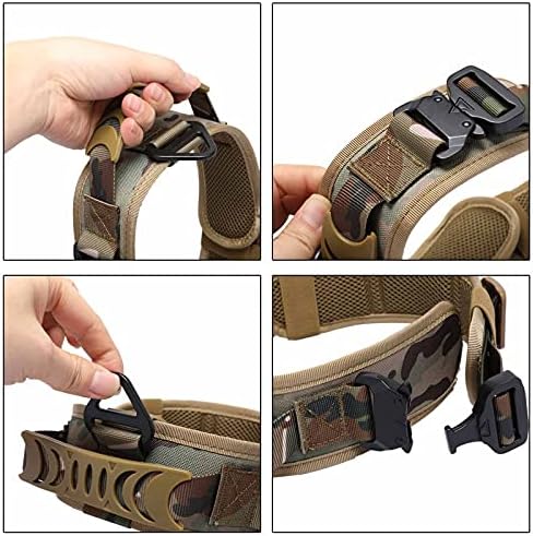 Gepolstertes Hundehalsband 7cm Breit mit Zwei Schnalle, Kontrollgriff Taktisch Verstellbar Hunde Halsband für Große Hunde (Braun)|B09BL96G9Y