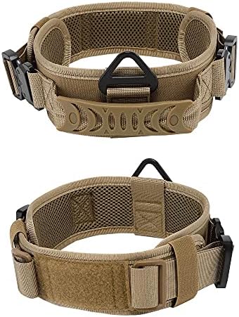 Gepolstertes Hundehalsband 7cm Breit mit Zwei Schnalle, Kontrollgriff Taktisch Verstellbar Hunde Halsband für Große Hunde (Braun)|B09BL96G9Y