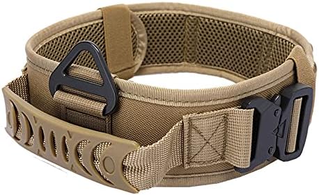 Gepolstertes Hundehalsband 7cm Breit mit Zwei Schnalle, Kontrollgriff Taktisch Verstellbar Hunde Halsband für Große Hunde (Braun)|B09BL96G9Y