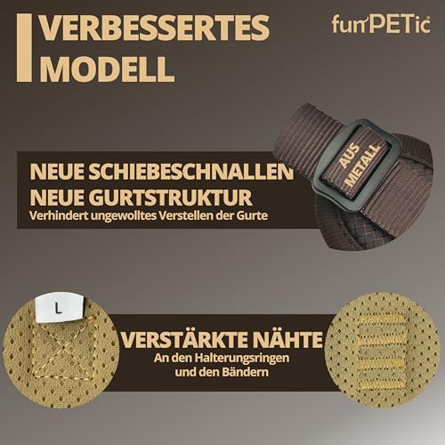 funPETic Hundegeschirr Essential - Anti-Zug Geschirr, reflektierend, gepolstert und atmungsaktiv - Brustgeschirr für mittelgroße und große Hunde (M - Braun)|B08WM3B6CJ