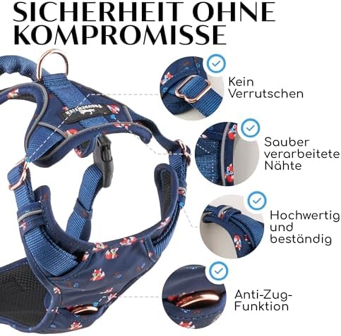 FREUDENTIER Hundegeschirr atmungsaktiv gepolstert, Anti-Zug-Geschirr|B08GKXF889
