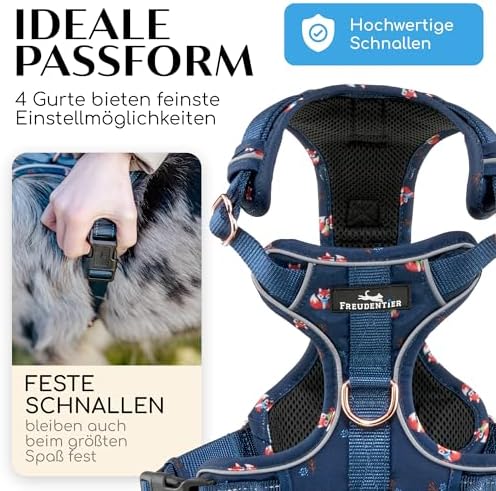FREUDENTIER Hundegeschirr atmungsaktiv gepolstert, Anti-Zug-Geschirr|B08GKXF889