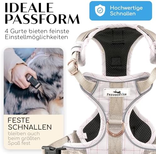 FREUDENTIER Hundegeschirr atmungsaktiv gepolstert, Anti-Zug-Geschirr|B098TMK37V