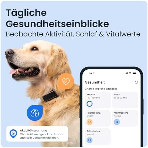 Tractive GPS Tracker Hund | 2025 Edition | Live-Ortung | Weglaufalarm | Aktivitätstracking | Gesundheitswarnungen | Bellverhalten | Empfohlen von Martin Rütter (Schwarz)|B0D6Z4L6BW