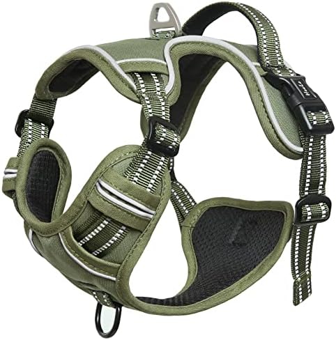HEELE Hundegeschirr, Geschirr für Mittlere Hunde, Anti Zug, Armee Grün, M|B09ZK3Z3PL